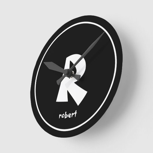 Gepersonaliseerde zwart-wit Initiaal monogam naam Ronde Klok (Hoek)