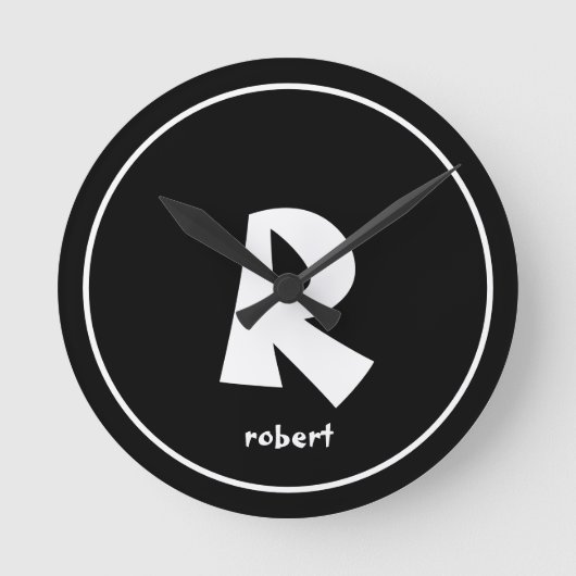 Gepersonaliseerde zwart-wit Initiaal monogam naam Ronde Klok (Voorkant)