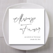 Gepersonaliseerde zwart-wit kalligrafie bruiloft servet