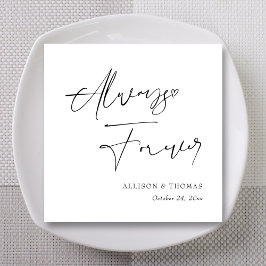 Gepersonaliseerde zwart-wit kalligrafie bruiloft servet