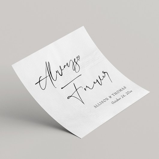 Gepersonaliseerde zwart-wit kalligrafie bruiloft servet