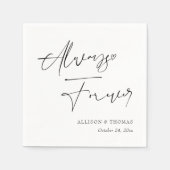 Gepersonaliseerde zwart-wit kalligrafie bruiloft servet (Voorkant)