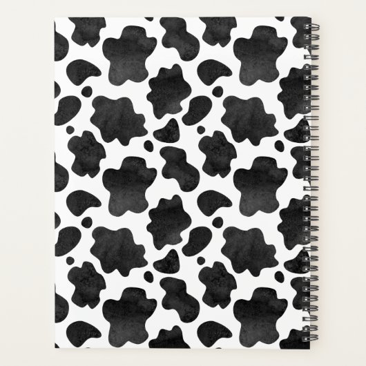 Gepersonaliseerde zwart-wit Koe Print Planner (Achterkant)