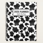 Gepersonaliseerde zwart-wit Koe Print Planner (Voorkant)