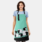 Gepersonaliseerde zwart-wit kudde schapen schort (Gedragen)