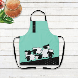 Gepersonaliseerde zwart-wit kudde schapen schort