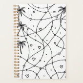 Gepersonaliseerde zwart-wit lijn tekening print planner (Voorkant)