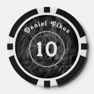 Gepersonaliseerde zwart wit Lucky charme Poker Chips