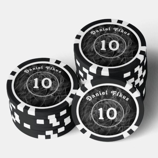Gepersonaliseerde zwart wit Lucky charme Poker Chips (Opstapeling)