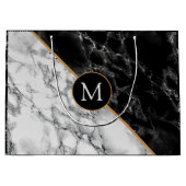 Gepersonaliseerde Zwart Wit Marmer Monogram Gift B Groot Cadeauzakje (Voorkant)