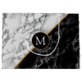 Gepersonaliseerde Zwart Wit Marmer Monogram Gift B Groot Cadeauzakje (Achterkant)