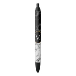 Gepersonaliseerde Zwart Wit Marmeren Pen Custom Le