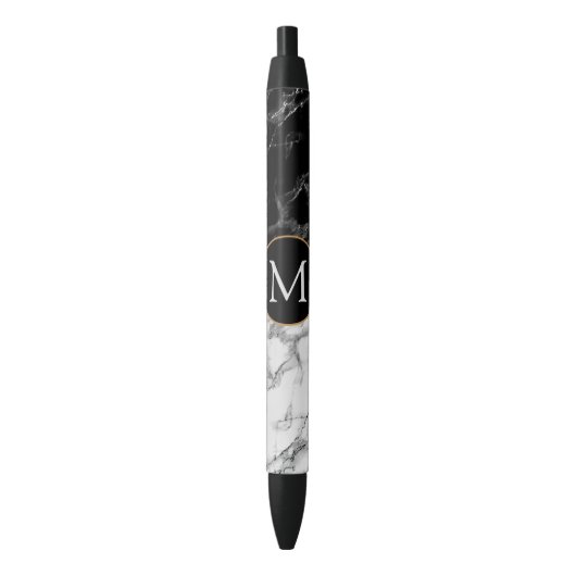 Gepersonaliseerde Zwart Wit Marmeren Pen Custom Le (Voorkant Verticaal)