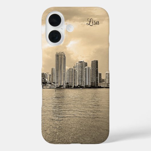 Gepersonaliseerde zwart-wit Miami iPhone Case (Achterkant)