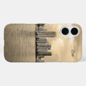 Gepersonaliseerde zwart-wit Miami iPhone Case (Achterkant (horizontaal))