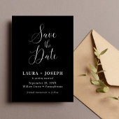 Gepersonaliseerde zwart-wit minimalistische kallig save the date