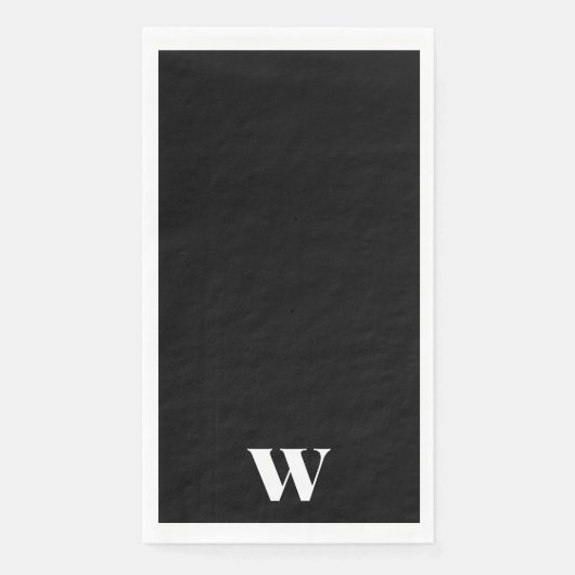 Gepersonaliseerde zwart-wit monogram bruiloft servet (Voorkant)