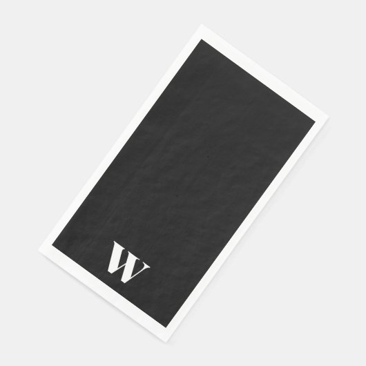Gepersonaliseerde zwart-wit monogram bruiloft servet (Hoek)