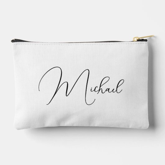 Gepersonaliseerde Zwart Wit Monogram Cosmetische M Etui (Achterkant)