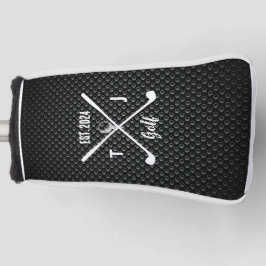 Gepersonaliseerde zwart-wit monogram textuur golfheadcover
