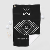 Gepersonaliseerde zwart-wit monogram van de Mannen Golfhanddoek (Insitu)