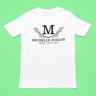 Gepersonaliseerde zwart-wit naam monogram leeftijd grote maat t-shirt