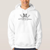 Gepersonaliseerde zwart-wit naam monogram leeftijd hoodie (Voorkant)