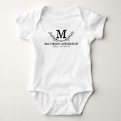 Gepersonaliseerde zwart-wit naam monogram leeftijd romper (Voorkant)