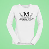 Gepersonaliseerde zwart-wit naam monogram leeftijd t-shirt