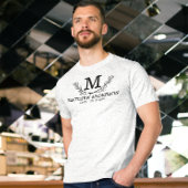 Gepersonaliseerde zwart-wit naam monogram leeftijd t-shirt