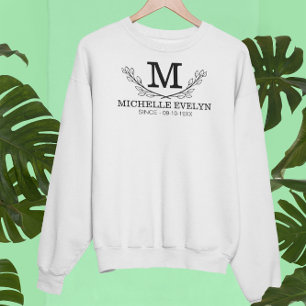 Gepersonaliseerde zwart-wit naam monogram leeftijd trui