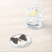 Gepersonaliseerde Zwart & Wit Papillon Hond bruilo Ronde Kartonnen Onderzetter (Insitu)