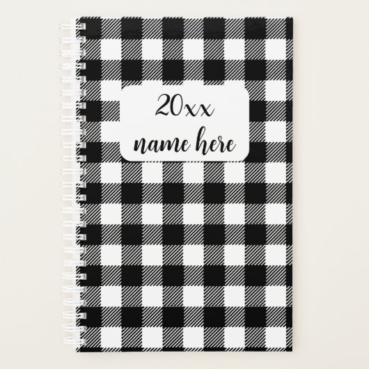Gepersonaliseerde zwart-wit plaid planner (Voorkant)