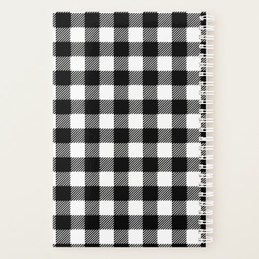 Gepersonaliseerde zwart-wit plaid planner (Achterkant)