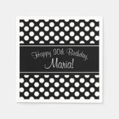 Gepersonaliseerde zwart-wit PolkaDot Papieren serv Servetten (Voorkant)