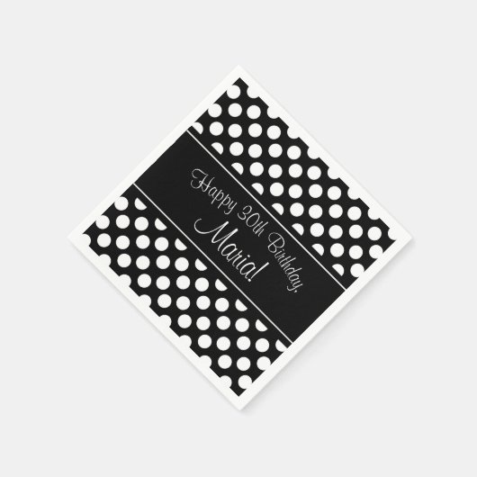 Gepersonaliseerde zwart-wit PolkaDot Papieren serv Servetten (Hoek)