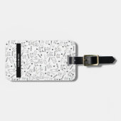 Gepersonaliseerde zwart-wit poten & whiskers bagagelabel (Voorkant horizontaal)