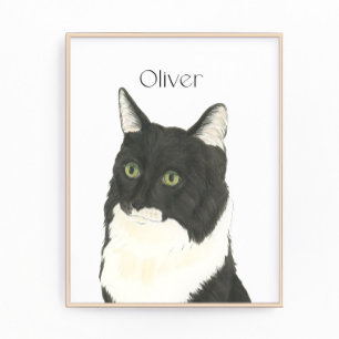 Gepersonaliseerde zwart & wit Ragamuffin Cat Art Foto Afdruk