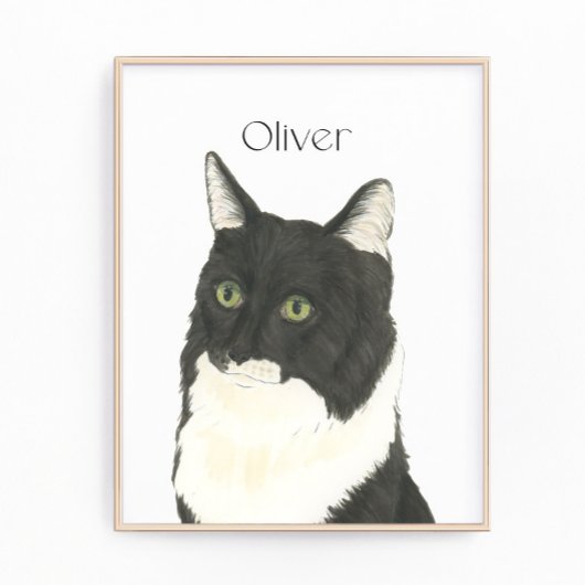 Gepersonaliseerde zwart & wit Ragamuffin Cat Art Foto Afdruk