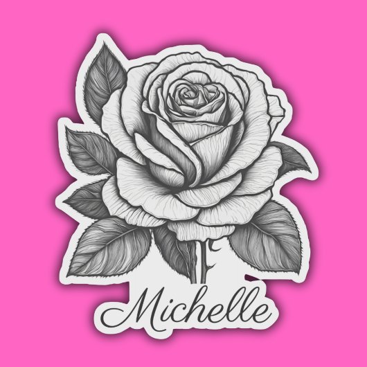 Gepersonaliseerde Zwart & Wit Rose Waterdicht Sticker