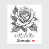 Gepersonaliseerde Zwart & Wit Rose Waterdicht Sticker (Vel)