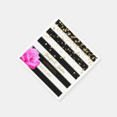 Gepersonaliseerde Zwart Wit Roze Rose Gold Wedding Servetten (Hoek)