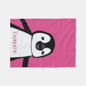 Gepersonaliseerde Zwart Wit Roze Schattigee Pinguï Fleece Deken (Voorkant (Horizontaal))
