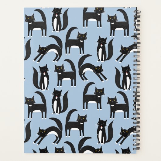 Gepersonaliseerde zwart-wit Schattige Tuxedo Cat Planner (Achterkant)