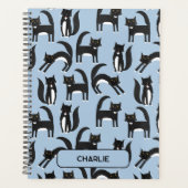 Gepersonaliseerde zwart-wit Schattige Tuxedo Cat Planner (Voorkant)