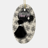 Gepersonaliseerde zwart-wit Sweet 16 Ornament (Rechts)