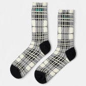 Gepersonaliseerde zwart-wit Tartan Plakken Custom Sokken (Links)