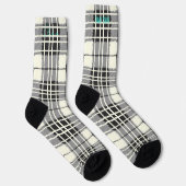 Gepersonaliseerde zwart-wit Tartan Plakken Custom Sokken (Rechts)