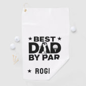 Gepersonaliseerde zwart-wit tekst Best Dad By Par Golfhanddoek (Insitu)