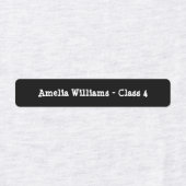 Gepersonaliseerde zwart/wit terug naar school kled labels (Design 1)